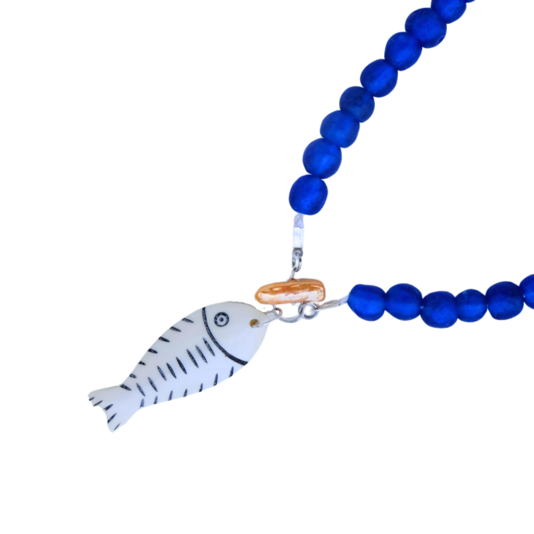 Blowing Bubbles Necklace (Sterling Silver) - Lapis Blue