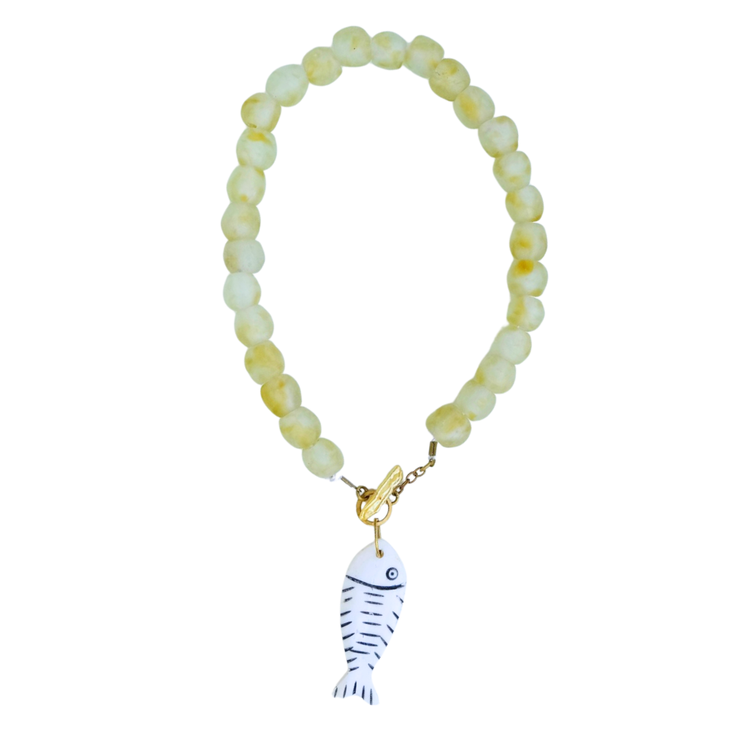 Blowing Bubbles Necklace (Brass) - Yellow