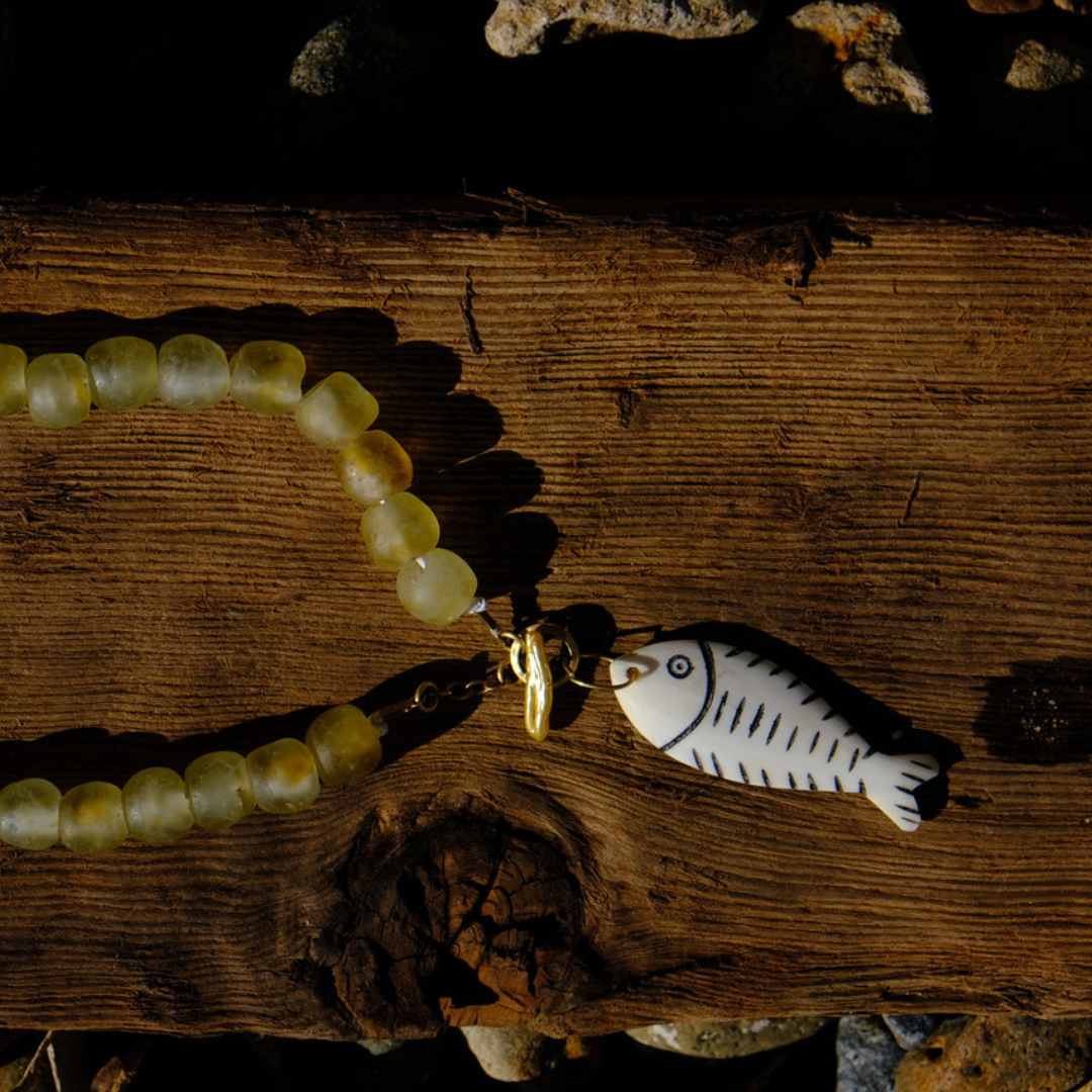 Blowing Bubbles Necklace (Brass) - Yellow