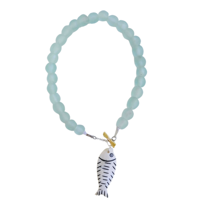 Blowing Bubbles Necklace (Sterling Silver) - Light Blue